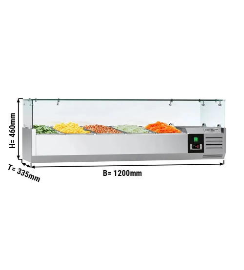 ФотоНастільна холодильна вітрина PREMIUM - 1.2 x 0.34 m - для 5x 1/4 GN GGM Gastro