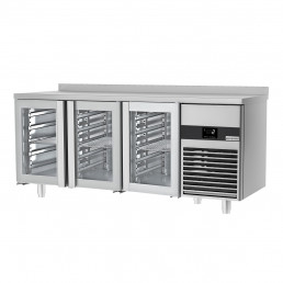 Холодильный стол с бортом PREMIUM - 1,86 x 0,7 м - 3 стеклян.двери GGM Gastro