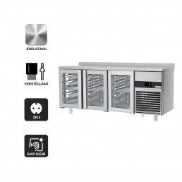 Холодильный стол с бортом PREMIUM - 1,86 x 0,7 м - 3 стеклян.двери GGM Gastro
