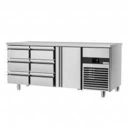Холодильный стол PREMIUM - 1.86 x 0.7 m (1 дверца, 6 выдвижн.секций) GGM Gastro