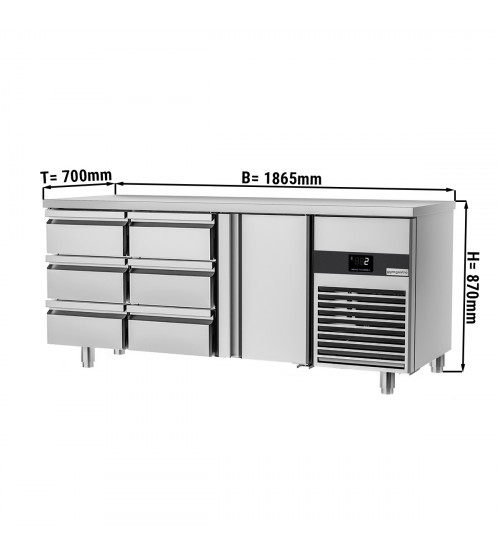 ФотоХолодильный стол PREMIUM - 1.86 x 0.7 m (1 дверца, 6 выдвижн.секций) GGM Gastro