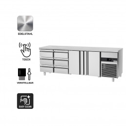 Холодильный стол PREMIUM - 2.3 x 0.7 m (2 дверцы, 6 выдвижн.секции) GGM Gastro