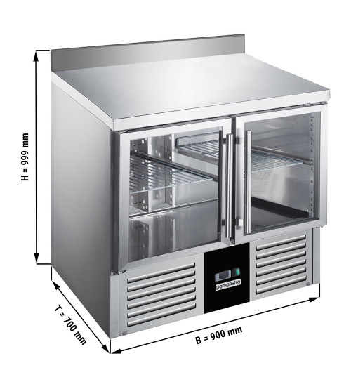ФотоХолодильный стол с бортом PREMIUM - 0,9 x 0,7 m / 2 стекл.двери / объем: 240 л GGM Gastro