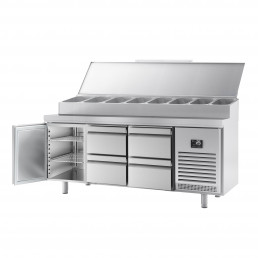 Холодильный стол / Саладетта - 1,96 x 0,6 m (11x 1/4 GN / обьем: 385 л / 1 дверца / 4 выдвижные секции ) GGM Gastro