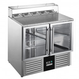 Холодильный стол саладетта со стекл.витриной PREMIUM 0,9 x 0,7 m - 2 стекл.двери GGM Gastro