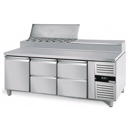 Холодильный стол / Саладетта PREMIUM - 1,8 x 0,7 m (8x GN 1/3 / обьем: 417 л / 1 дверца / 4 выдвижные секции) GGM Gastro