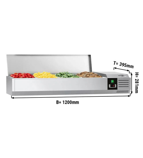 ФотоНастільна холодильна вітрина PREMIUM - 1.2 x 0.4 m - для 4x 1/3 GN GGM Gastro