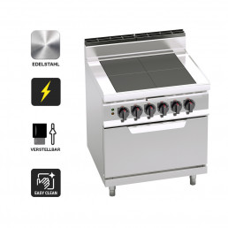 Плита электрическая с электрич.духовкой (конфорки: 4 / мощность: 12 кВт + 7,5 кВт / функция: Salmander) GGM Gastro
