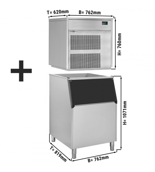 ФотоЛьдогенераторы чешуйчатого льда FEI (производительность: 390 кг / 24 ч+контейнер для хранения льда) GGM Gastro
