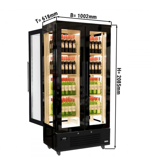 ФотоХолодильный шкаф - 1,0 x 0,61 (2 стекл.дверцы / вместимость: 120 бутылок) GGM Gastro