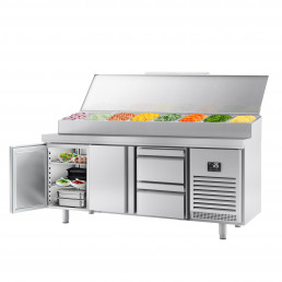 Холодильный стол / Саладетта - 1,96 x 0,6 m (11x 1/4 GN / обьем: 385 л / 2 дверцы /2 выдвижные секции) GGM Gastro