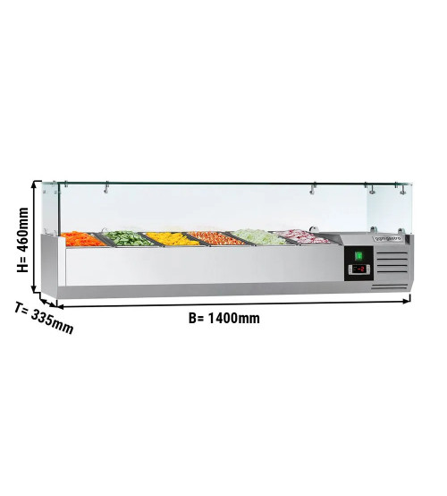 ФотоНастільна холодильна вітрина PREMIUM - 1.4 x 0.34 m - для 6x 1/4 GN GGM Gastro