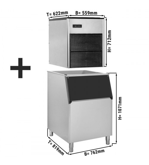 ФотоМашина для изготовления кубиков льда / льдогенератор - 335 кг/ 24 ч - вкл. контейнер для хранения льда GGM Gastro