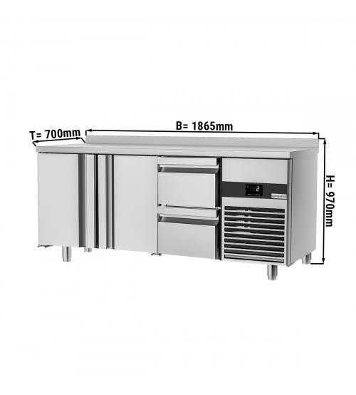 ФотоХолодильный стол PREMIUM - 1.86 x 0.7 m (2 дверцы, 2 выдвижн.секции) GGM Gastro