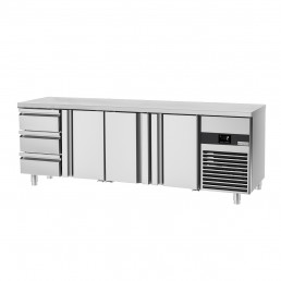 Холодильный стол PREMIUM - 2.3 x 0.7 m (3 дверцы, 3 выдвижн.секций) GGM Gastro