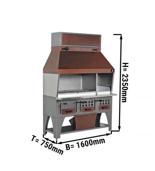 ФотоНастенный гриль на древесном угле - 1,6 m GGM Gastro