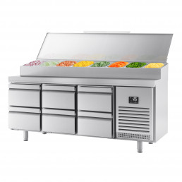 Холодильный стол / Саладетта - 1,96 x 0,6 m (11x 1/4 GN / обьем: 385 л / 6 выдвижных секции) GGM Gastro