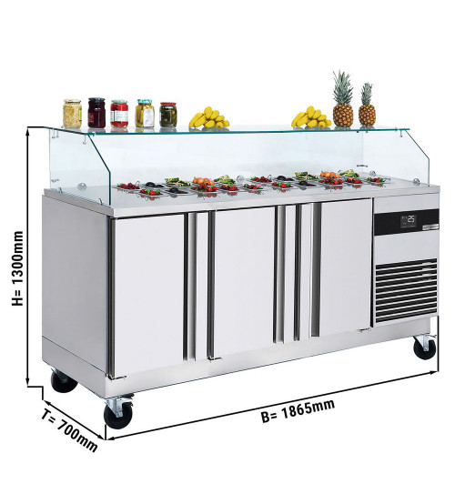 ФотоХолодильный стол / Саладетта -1,86 x 0,7 m (- 3 стеклянные двери - для 8x GN 1/60) GGM Gastro