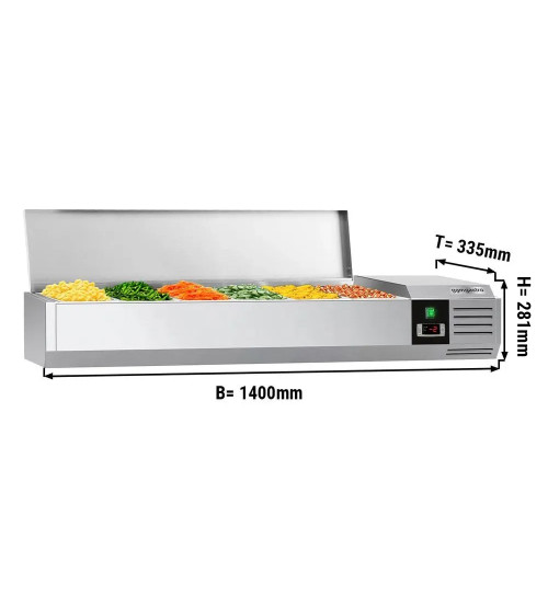 ФотоНастільна холодильна вітрина PREMIUM - 1.4 x 0.34 m - для 6x 1/4 GN GGM Gastro