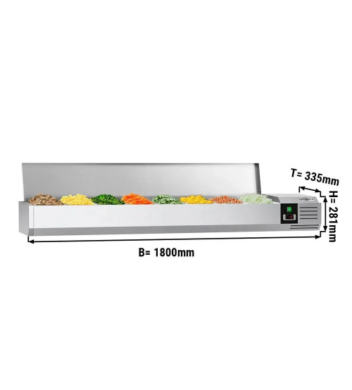 ФотоНастольная холодильная витрина PREMIUM 1,8 m x 0,43 m - для 8x 1/4 GN GGM Gastro