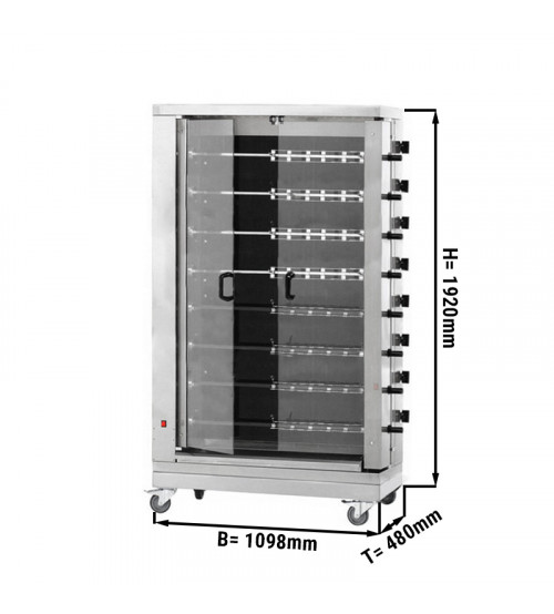 ФотоЭлектрический гриль для курицы (8 Х вертел /48 кур.туш/ дверцы из стеклокерамики) GGM Gastro