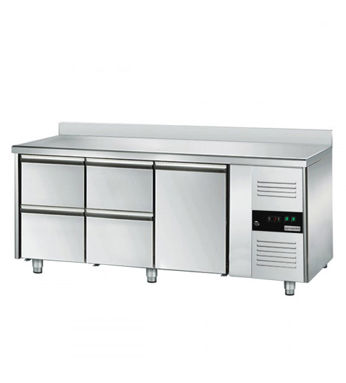 ФотоХолодильный стол с бортом ЕСО - 1,8 x 0,7 m / 1 дверца / 4 выдвиж.секции GGM Gastro