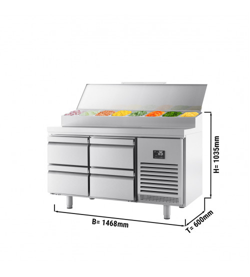 ФотоХолодильный стол / Саладетта - 1,46 x 0,6 m (8x 1/4 GN / обьем: 250 л / 4 выдвижные секции) GGM Gastro