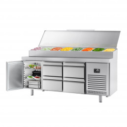 Холодильный стол / Саладетта - 1,96 x 0,7 m (9x 1/3 GN / обьем: 465 л / 1 дверца / 4 выдвижные секции) GGM Gastro