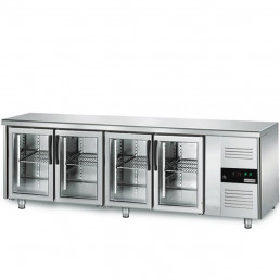 Холодильный стол для напитков PREMIUM - 2,2 x 0,7 m (4 стекл.дверцы / мощность: 398 Вт) GGM Gastro