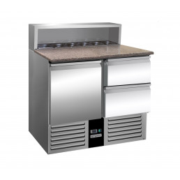 Холодильный стол саладетта PREMIUM - 0,9 x 0,7 m /1 дверца / 2 выдвижные секции / объем: 240 л GGM Gastro