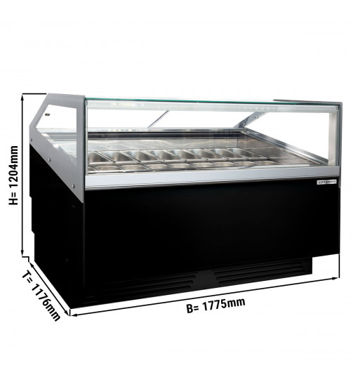ФотоВітрина для морозива - 1,7 x 1,1 m - чорний - LED підсвітка GGM Gastro