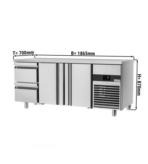 ФотоХолодильный стол PREMIUM - 1.86 x 0.7 m (2 дверцы, 2 выдвижн.секции) GGM Gastro