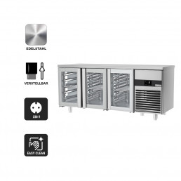 Холодильный стол PREMIUM - 1,86 x 0,7 м - 3 стекл.двери GGM Gastro