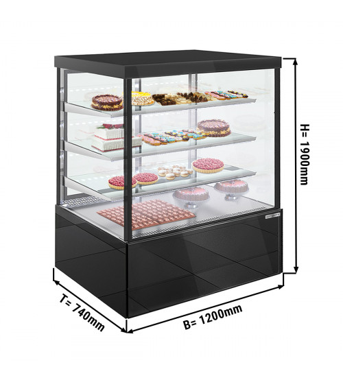 ФотоВітрина кондитерська холодильна - 1,2 м - 950 літрів - 3 поверхонь для складання (LED) GGM Gastro