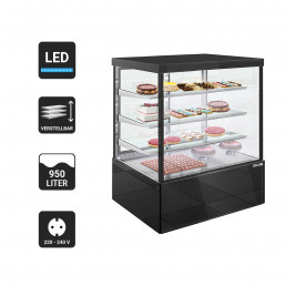 Вітрина кондитерська холодильна - 1,2 м - 950 літрів - 3 поверхонь для складання (LED) GGM Gastro