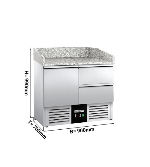 ФотоХолодильный стол с бортом PREMIUM - 0,9 x 0,7 m / 1 дверь , 2 выдвижн.секции / объем: 240 л GGM Gastro