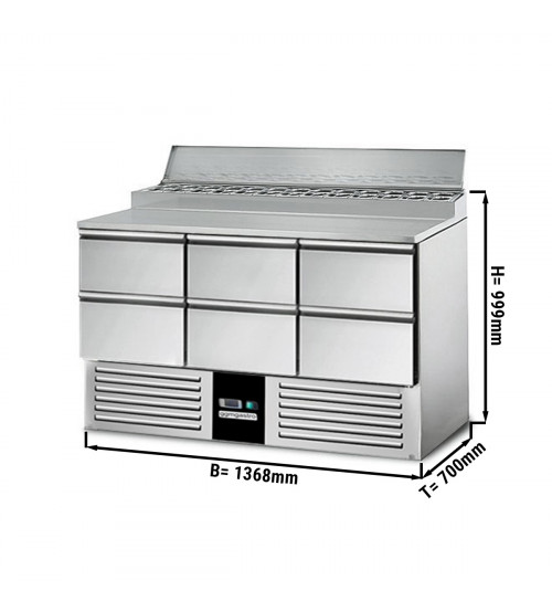 ФотоХолодильный стол саладетта PREMIUM - 1,37 x 0,7 m / 6 выдвижн.секции / объем: 392 л GGM Gastro