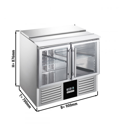 ФотоХолодильный стол саладетта PREMIUM - 0,9 x 0,7 m / 2 стекл.двери / объем: 240 л GGM Gastro