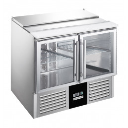 Саладетта / Холодильний стіл PREMIUM - 0,9 x 0,7 m - 2 скляних дверей GGM Gastro