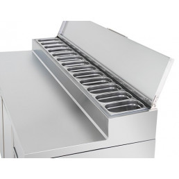 Холодильный стол / Саладетта PREMIUM - 1,36 x 0,7 m (7x GN 1/3 / обьем: 282 л / 2 дверцы) GGM Gastro