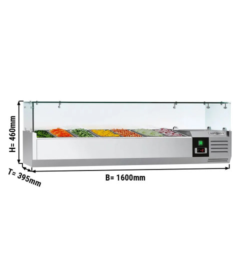 ФотоНастільна холодильна вітрина PREMIUM 1,6 m x 0,4 m - для 7x 1/3 GN GGM Gastro
