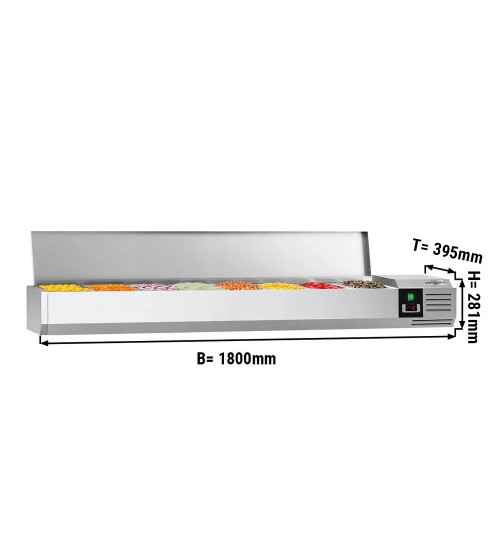ФотоНастільна холодильна вітрина PREMIUM - 1.8 x 0.4 m - для 8x 1/3 GN GGM Gastro