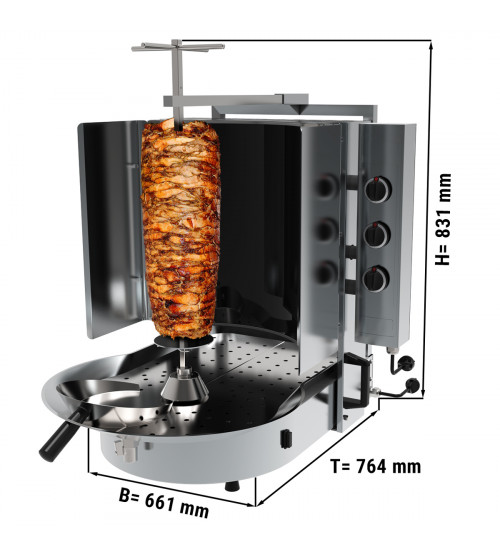 ФотоГриль для шаурми - 6 нагрівальними елементами - з жаростійким склом - max. 60 kg GGM Gastro
