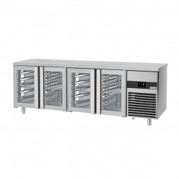 Холодильный стол PREMIUM - 2,3 x 0,7 м - с 4 стеклянными дверцами GGM Gastro