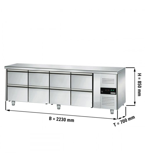 ФотоХолодильный стол ЕСО - 2,2 x 0,7 m / 8 выдвиж.секции GGM Gastro
