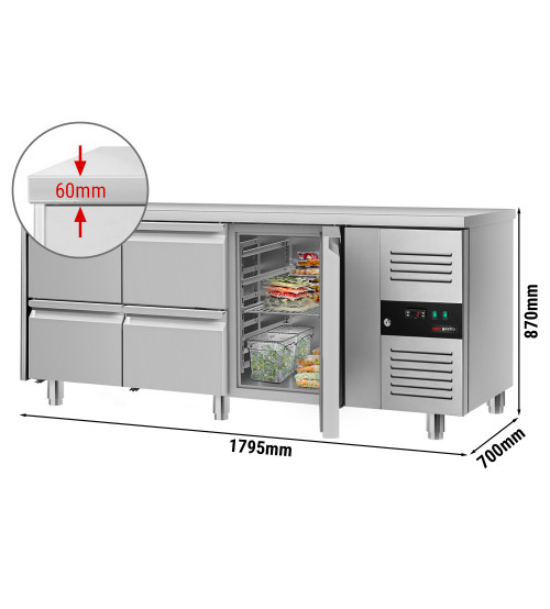 ФотоХолодильный стол ЕСО - 1,8 x 0,7 m / 1 дверца / 4 выдвиж.секции GGM Gastro