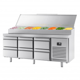 Холодильный стол / Саладетта - 1,96 x 0,7 m (9x 1/3 GN / обьем: 465 л / 6 выдвижных секции) GGM Gastro