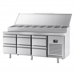 Холодильный стол / Саладетта - 1,96 x 0,7 m (9x 1/3 GN / обьем: 465 л / 6 выдвижных секции) GGM Gastro