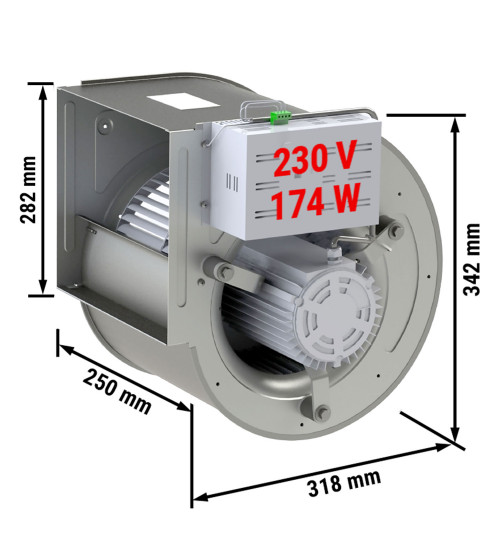 ФотоЦентробежный вентилятор 1300 м³/ч - для настенной вытяжки GGM Gastro