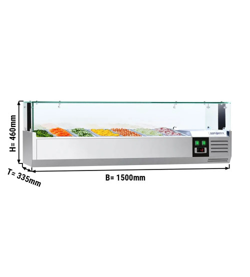ФотоХолодильная витрина под гастроемкость PREMIUM - 1,5 x 0,34 m - для 7x 1/4 GN-Behälter GGM Gastro